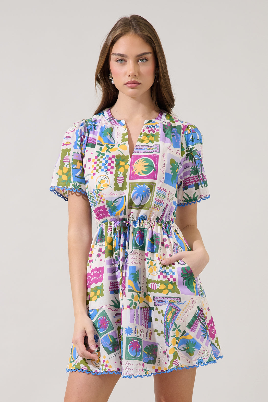 Bouse Shift Mini Dress Postcard