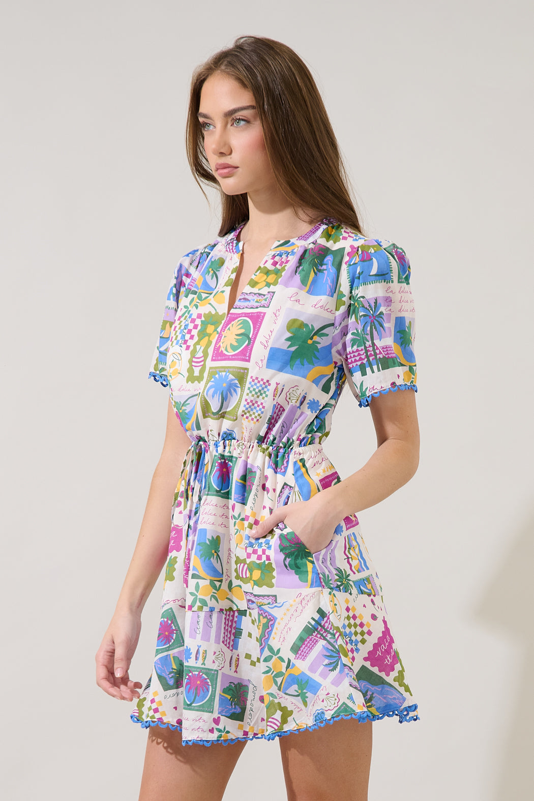 Bouse Shift Mini Dress Postcard