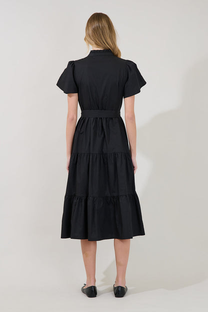 Bellucci Poplin Button Front Tiered Midi Dress