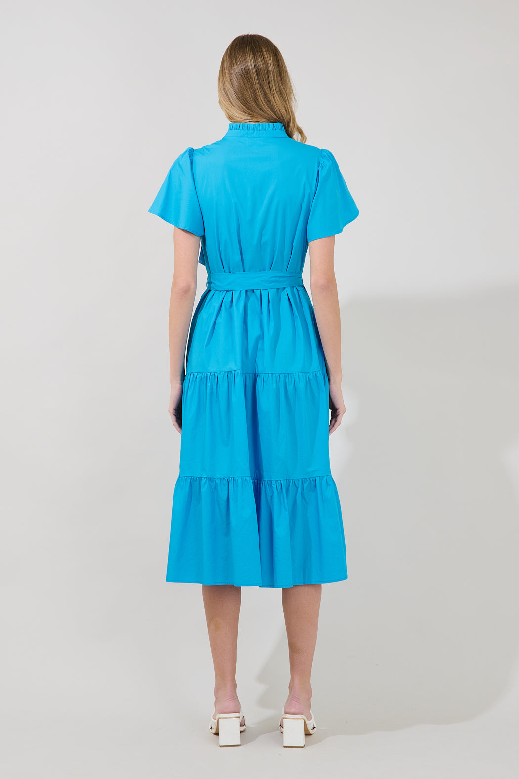Bellucci Poplin Button Front Tiered Midi Dress