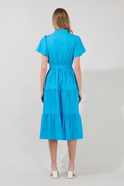 Bellucci Poplin Button Front Tiered Midi Dress