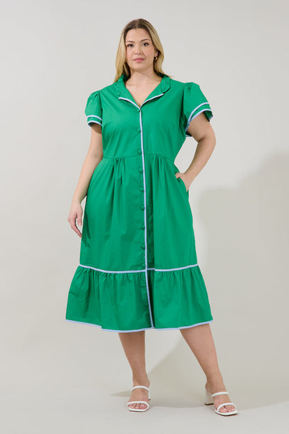 Davie Button Down Midi Dress Curve