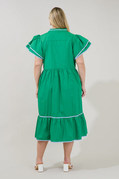 Davie Button Down Midi Dress Curve