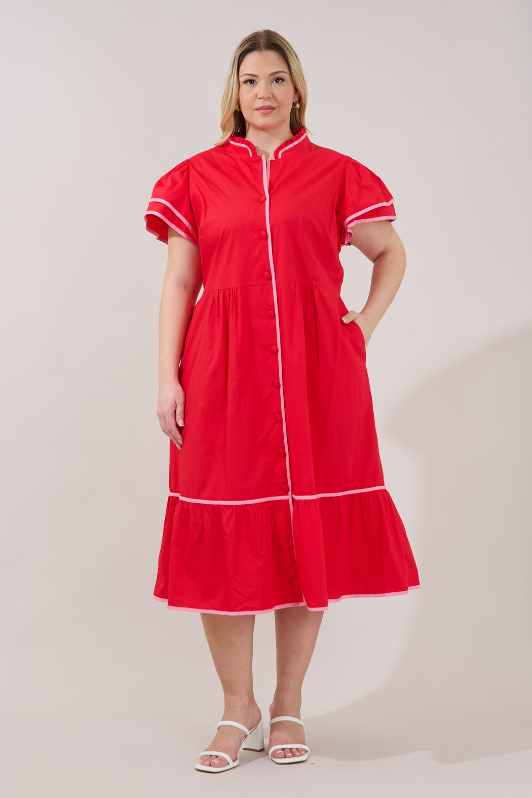 Davie Button Down Midi Dress Curve