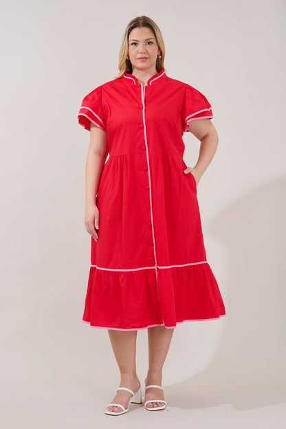 Davie Button Down Midi Dress Curve