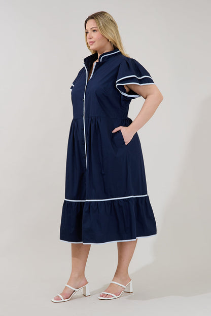 Davie Button Down Midi Dress Curve