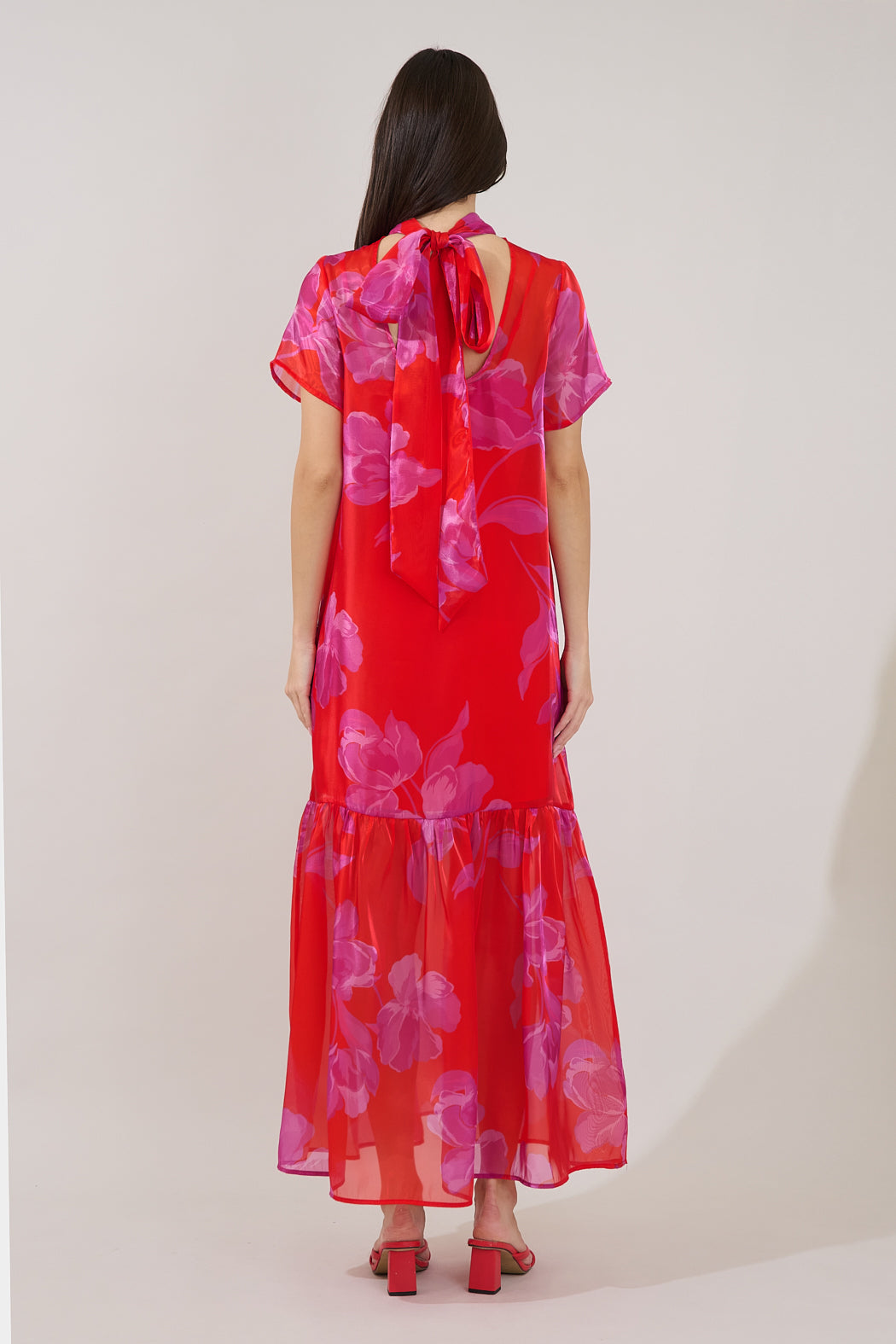 Dime Organza Mockneck Maxi Dress Floral