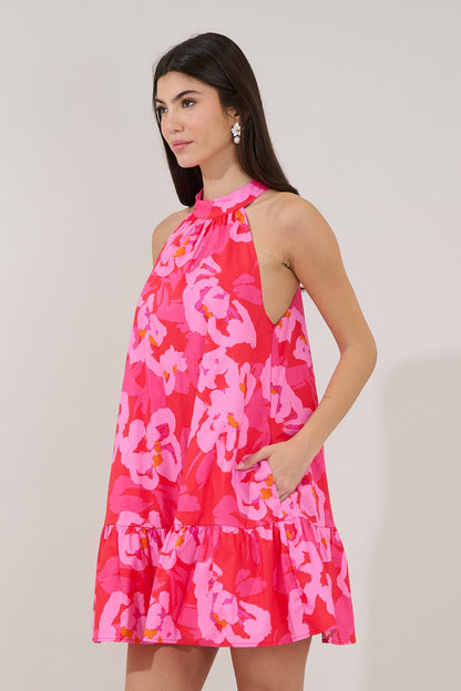 Della Halter Mini Dress Floral