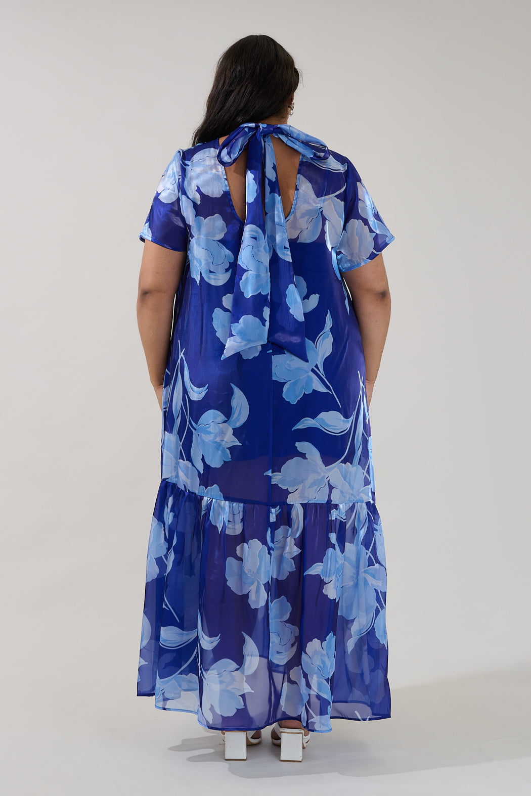 Dime Organza Mockneck Maxi Dress Floral Curve
