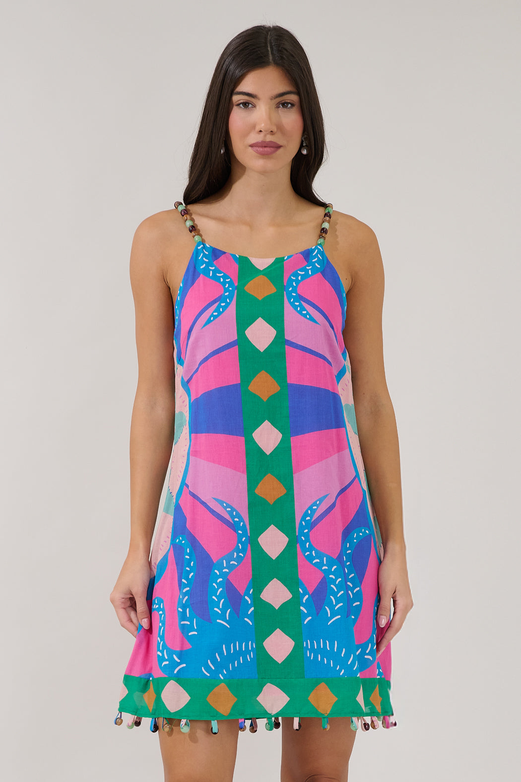 Aurey Beaded Sleeveless Mini Dress Tropical
