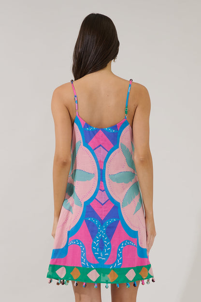 Aurey Beaded Sleeveless Mini Dress Tropical