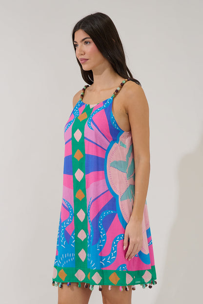 Aurey Beaded Sleeveless Mini Dress Tropical