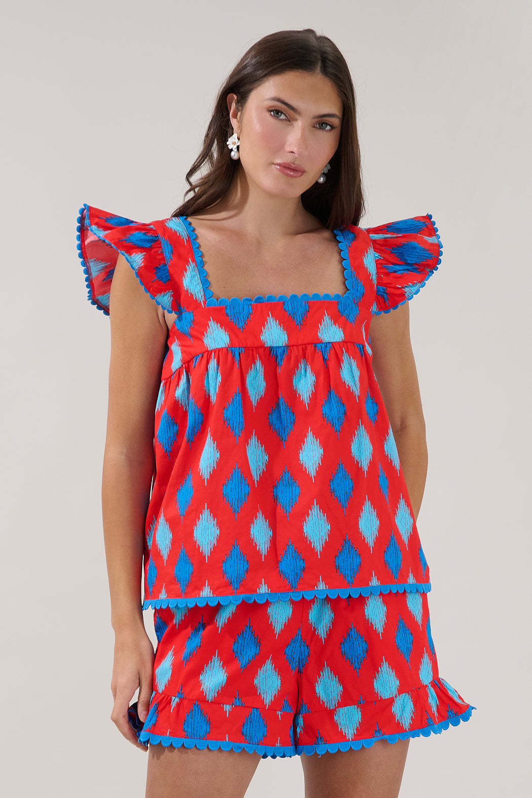 Ada Ruffle Top Abstract