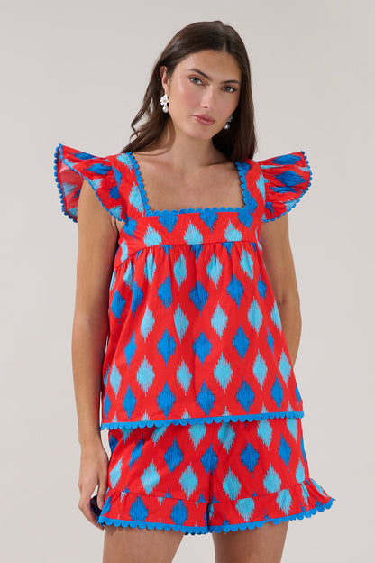 Ada Ruffle Top Abstract