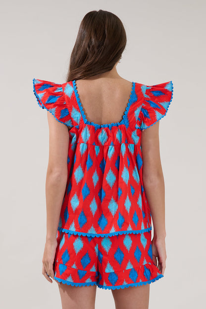 Ada Ruffle Top Abstract