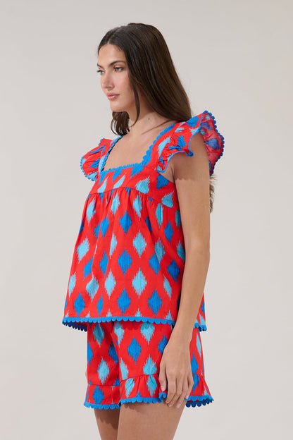 Ada Ruffle Top Abstract