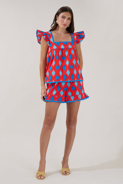 Ada Ruffle Top Abstract
