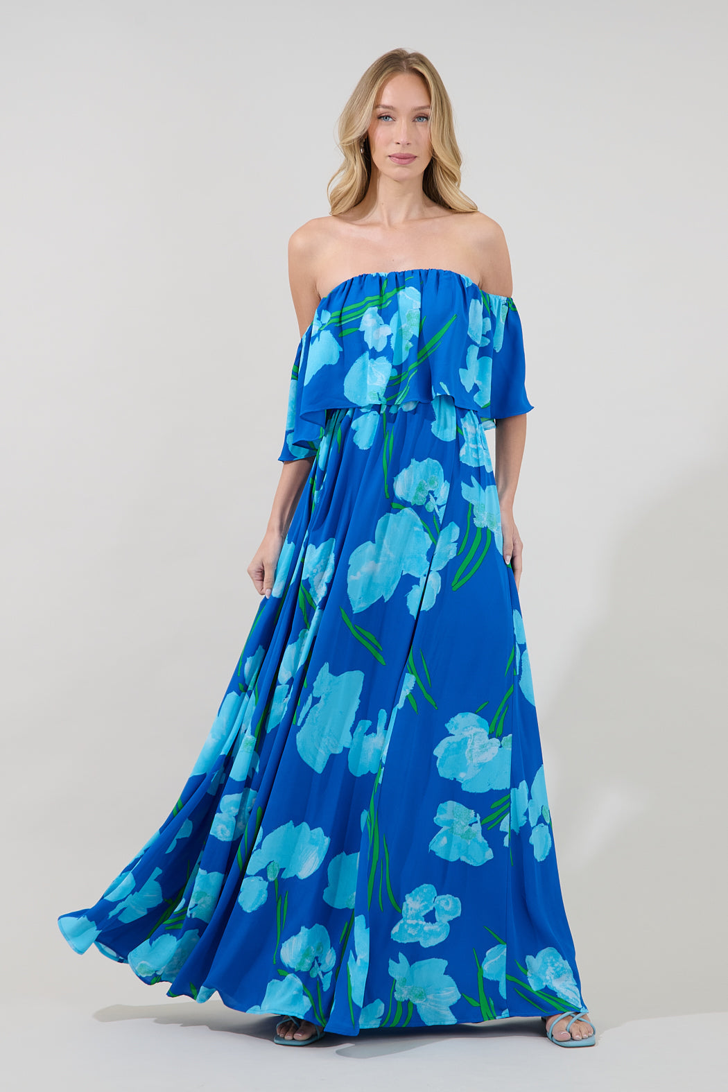Enamored Off the Shoulder Ruffle Dress Floral
