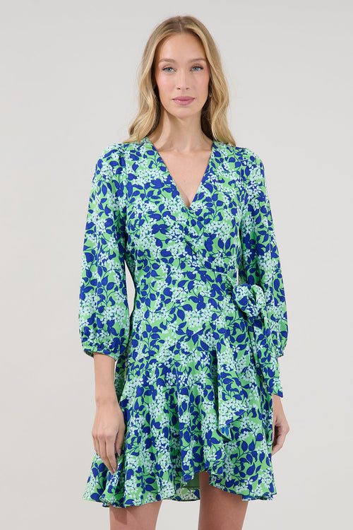 Berta Wrap Ruffle Mini Dress Floral