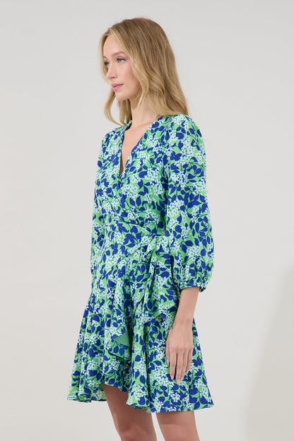 Berta Wrap Ruffle Mini Dress Floral