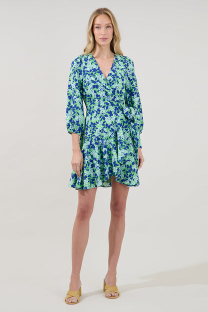 Berta Wrap Ruffle Mini Dress Floral