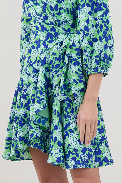 Berta Wrap Ruffle Mini Dress Floral