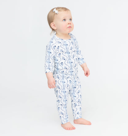 The Tiny PJ Set - Blue Vine Stripe