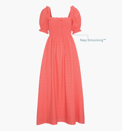 The Scarlett Nap Dress - Coral Daisy Broderie