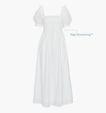 The Scarlett Nap Dress - White Broderie Voile