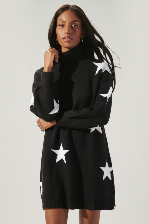 Estrella Star Turtleneck Sweater Dress