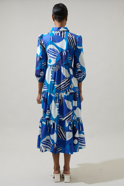 Beatty Geometric Button Up Midi Dress