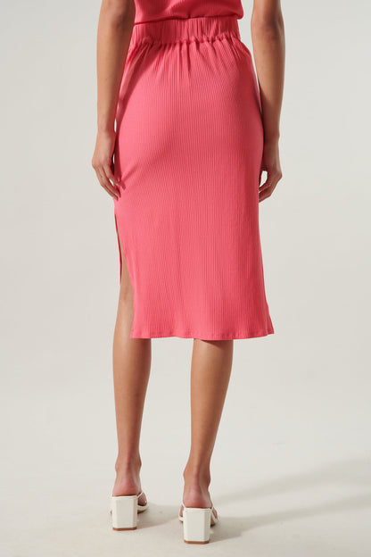 Brighter Days Ribbed Knit Midi Skirt