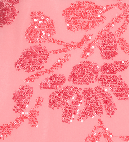The Trix Dress - Coral Georgette With Sequins