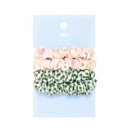 The Hill House x Wet Brush Printed Small Scrunchies - Emerald Gingham and Pink Floral