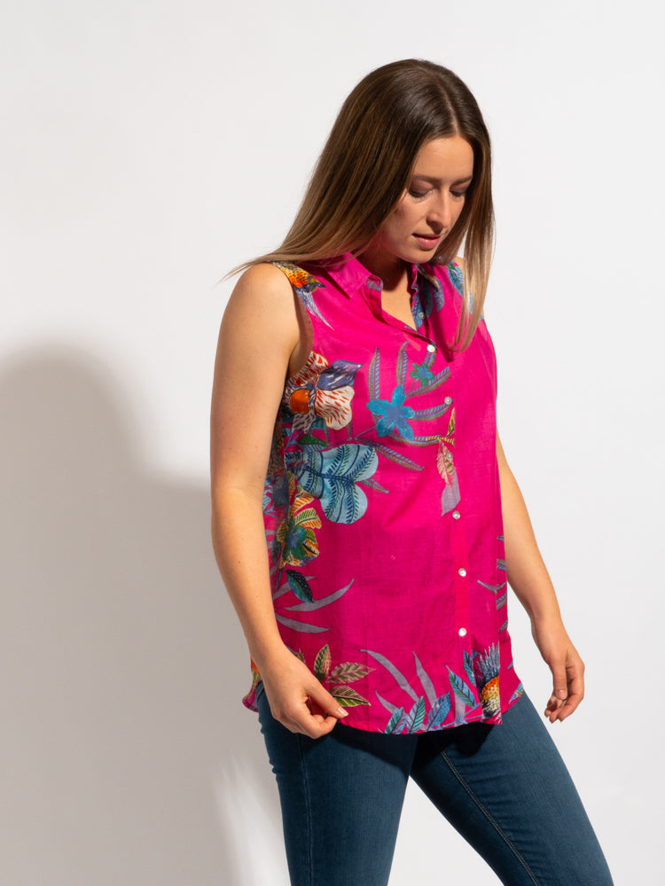 Mozaic Cooloola Top in Pink Birds