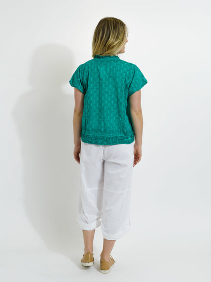 Capricorn Cotton Shirt in Teal Wash
