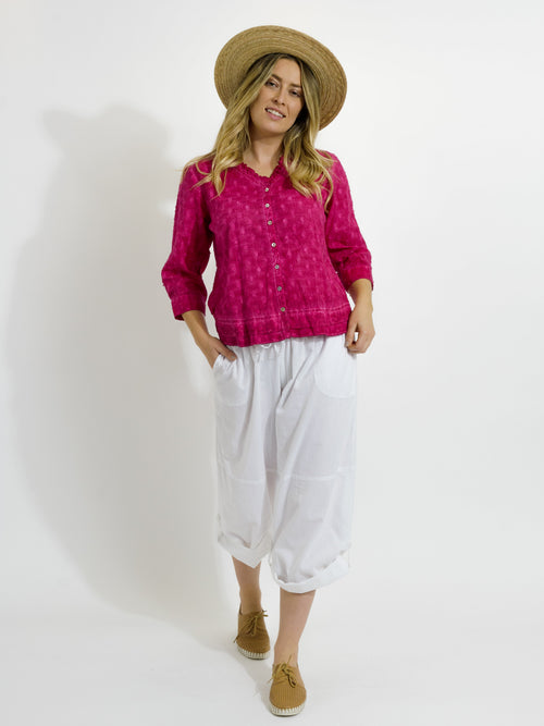 Capricorn Cotton Shirt in Hot Pink Wash