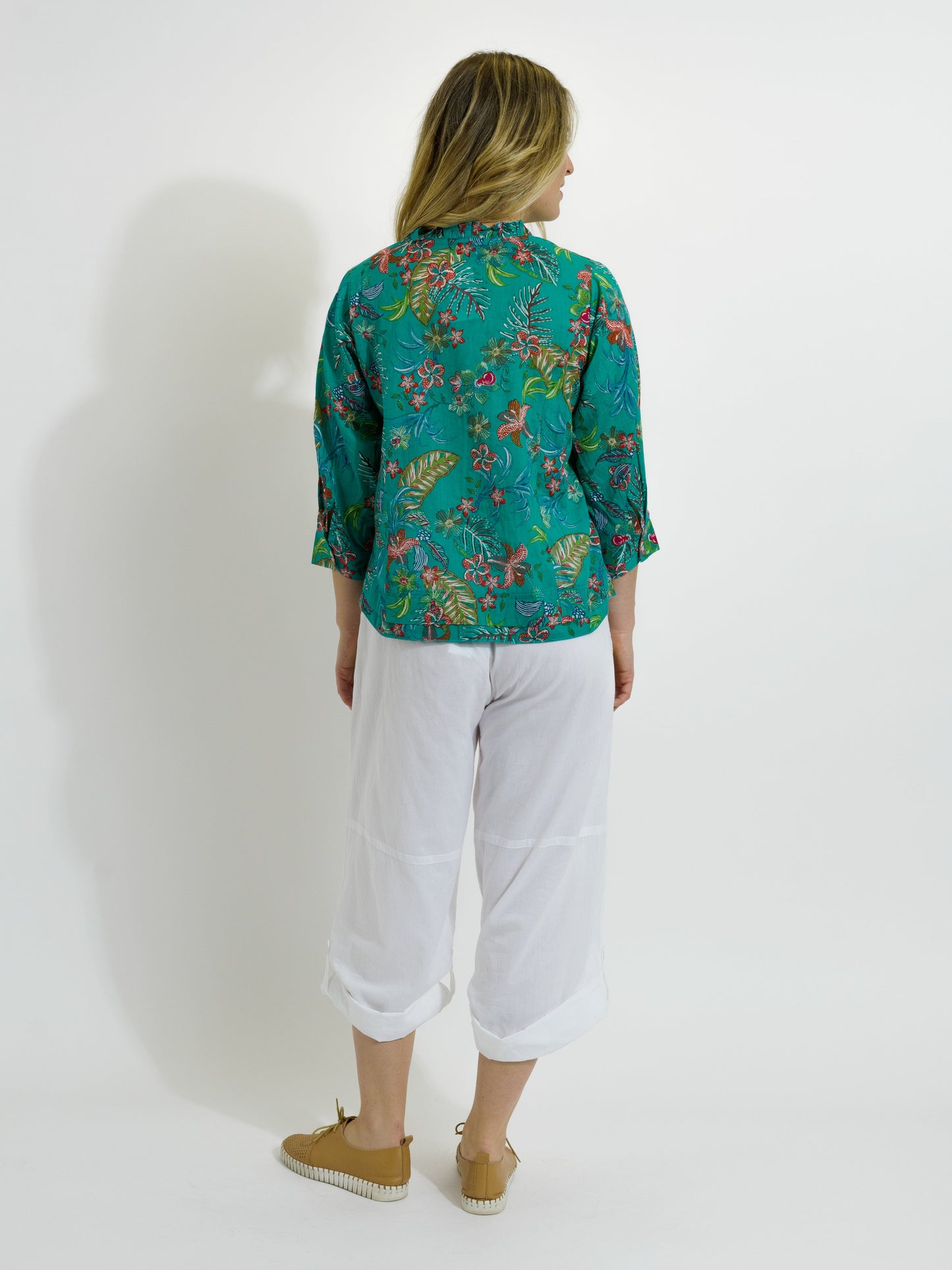 Capricorn Cotton Shirt in Green Garden