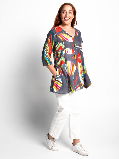 Daintree Top in Mid-Grey Poppies