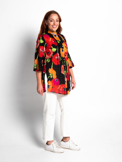 Eumundi Top in Black Poppies