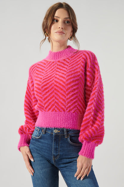Cheshire Cobalt Eyelash Chevron Sweater