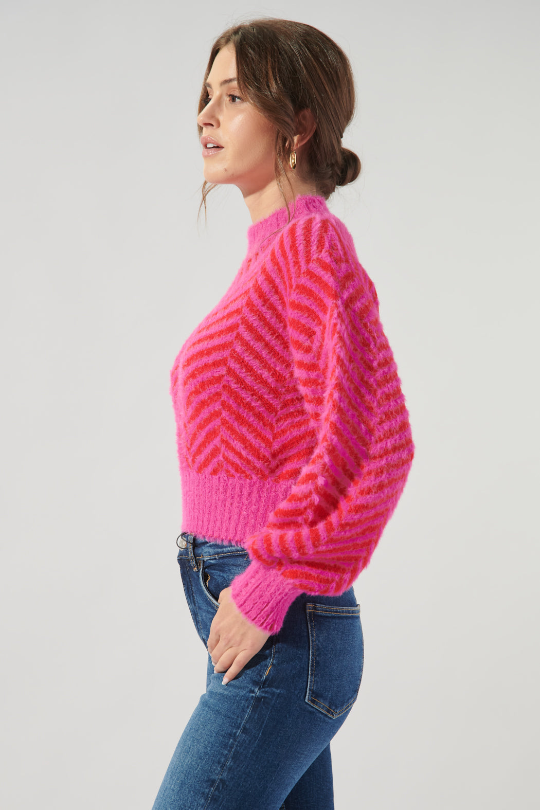 Cheshire Cobalt Eyelash Chevron Sweater