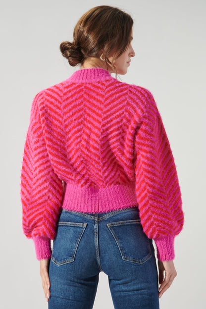 Cheshire Cobalt Eyelash Chevron Sweater