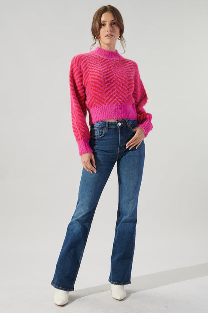 Cheshire Cobalt Eyelash Chevron Sweater