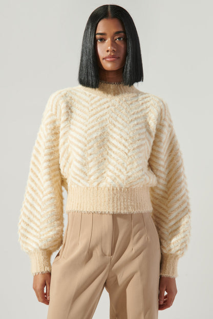 Cheshire Cobalt Eyelash Chevron Sweater