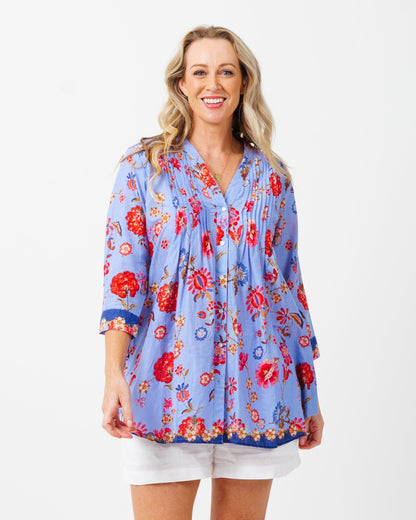 Palm Cove Top in Blue Azaleas
