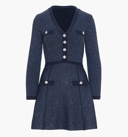 The Lana Dress - Navy Sequin