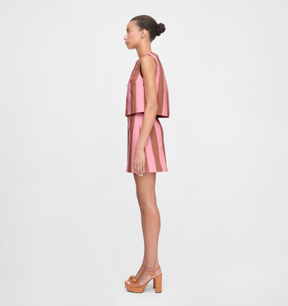 The Hallie Skirt - Coral Cabana Stripe
