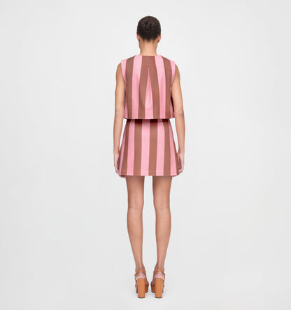 The Hallie Skirt - Coral Cabana Stripe