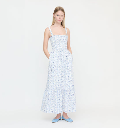 The Anjuli Nap Dress - Blue Vine Stripe